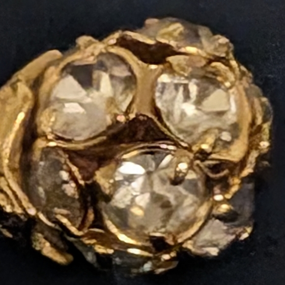 Vintage Teardrop Egg Rhinestones Faux Pearl Dangle Clip Ons - Picture 6 of 7